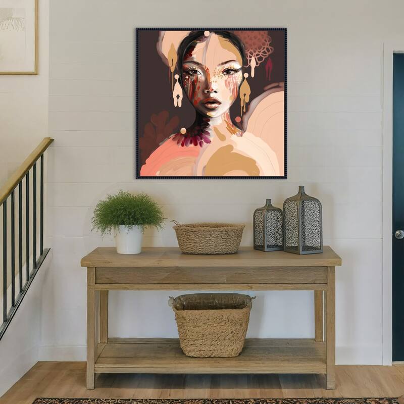 Nara by Bella Eve Framed Canvas Wall Art Print - Sylvie Beaded Black