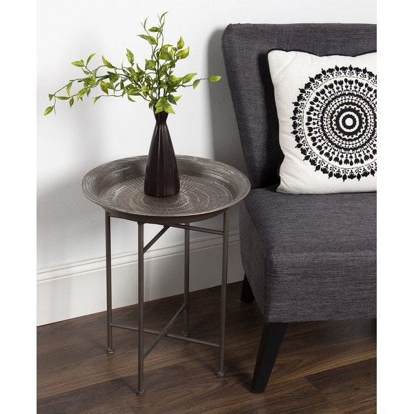 Kate and Laurel Mahdavi Hammered Metal Round Tray Table. Opens flyout.