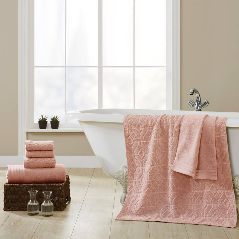 Modern Threads 6-Piece Yarn Dyed Diamond Gate Jacquard Towel Set