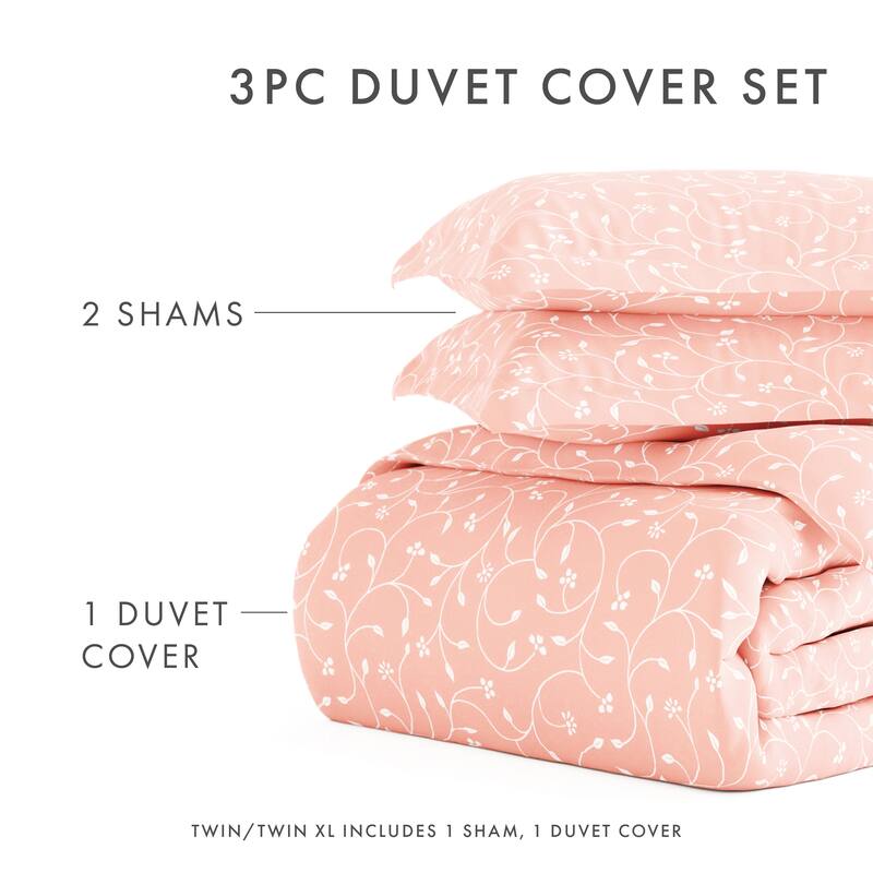 Becky Cameron Oversized Pink Buds Pattern 3 Piece Duvet Cover Set