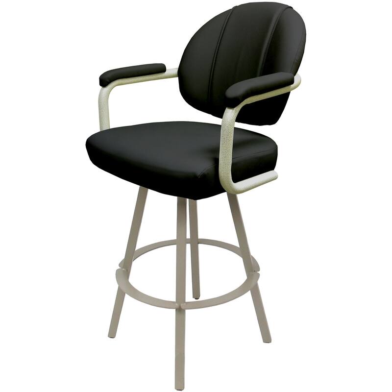 Swivel Metal Bar Stool M-70 on Warren Base - Black Vinyl - Beige - Extra Tall