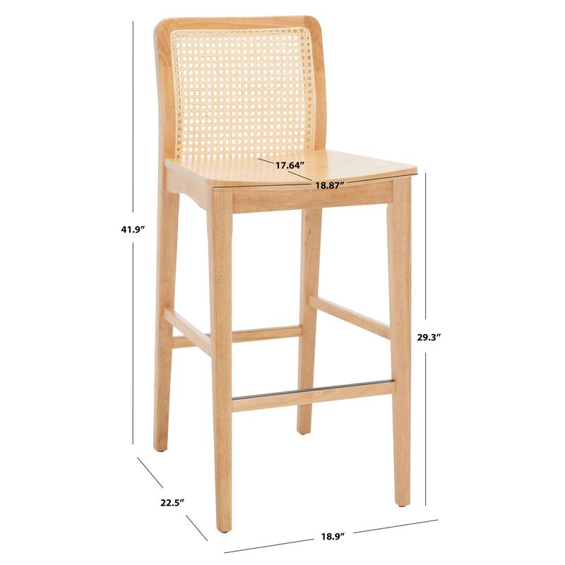 SAFAVIEH Home Benicio 29-inch Rattan Bar Stool [SET of 2] - 19Wx23Dx42H - Natural