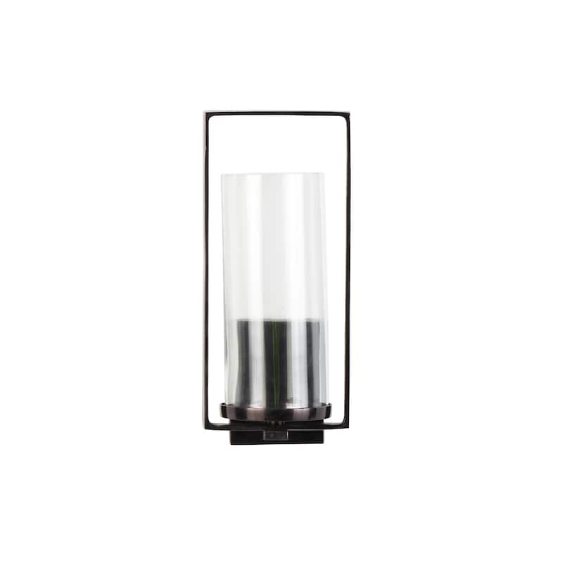 Metal Geometric Minimalistic Rectangular Wall Sconce - Black - Roche River Decor - 7"W x 7"L x 16"H