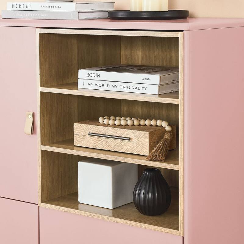 3 Doors Wooden Cabinet with Leather Handle