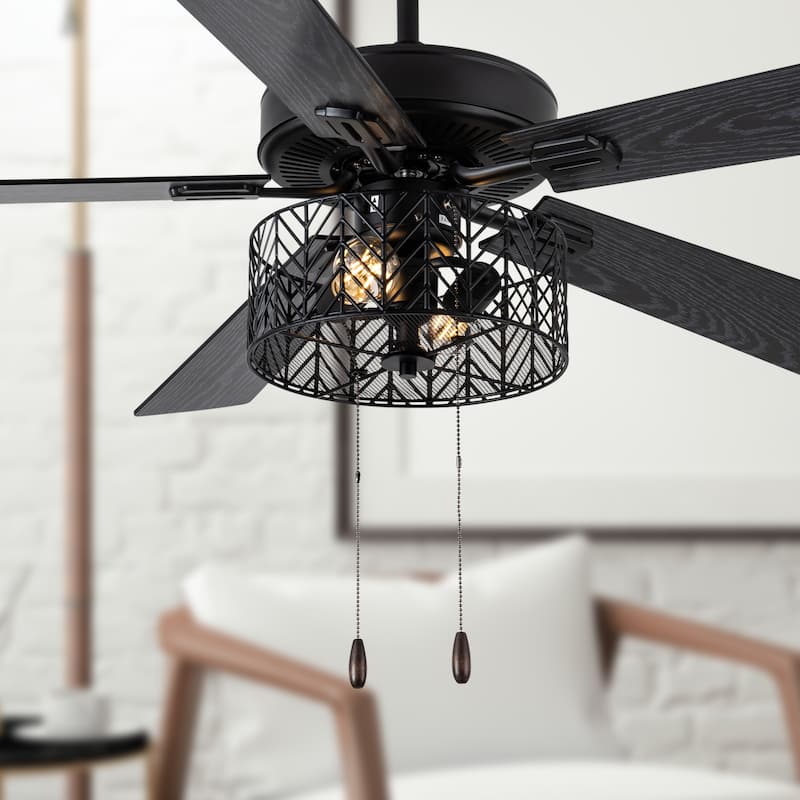 Roisin River of Goods Black 52 in. Ceiling Fan With 2 LED Lights - 52" x 52" x 13.75"/18.75"