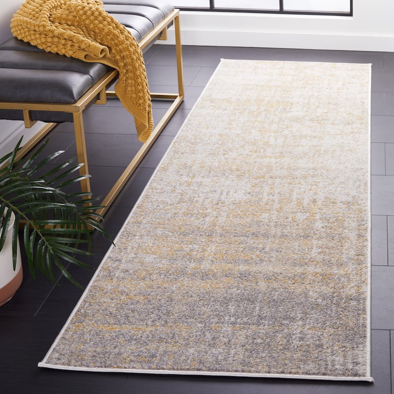 SAFAVIEH Adirondack Lida Modern Abstract Distressed Rug - 2'6" x 8' Runner - Creme/Gold - Runner