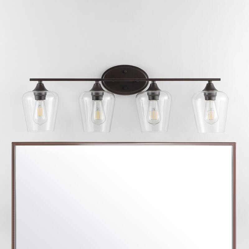 Iron/Seeded Glass LED Vanity Light, by JONATHAN Y