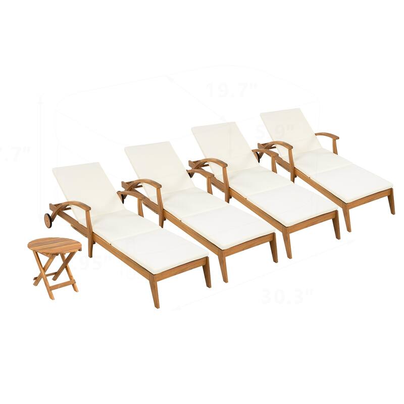 Outdoor Recliner Side Table Set