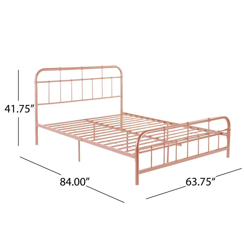 Christopher Knight Home - Aurelio Iron Platform Bed Frame with Rounded Corner Headboard and Footboard