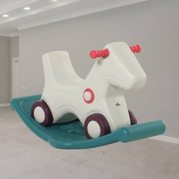 HOMCOM Unicorn Rocking Horse Kids Wooden Ride On Plush Toy W/ Music | UK