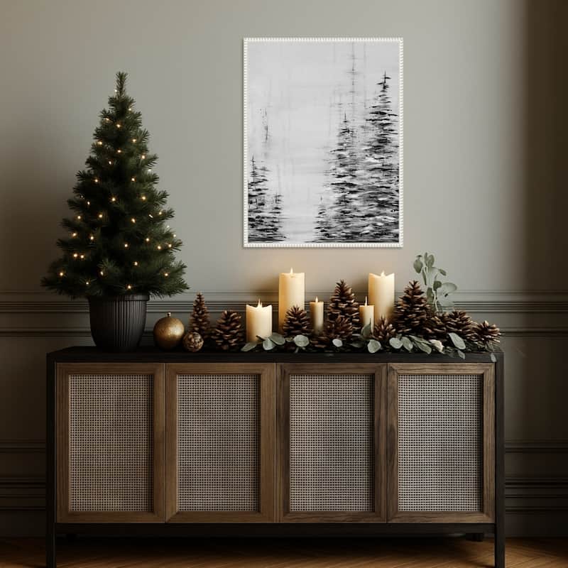 Woodsy II by Yvette St. Amant (23 x 30 in.), Framed Canvas Wall Art Print - Sylvie Beaded White
