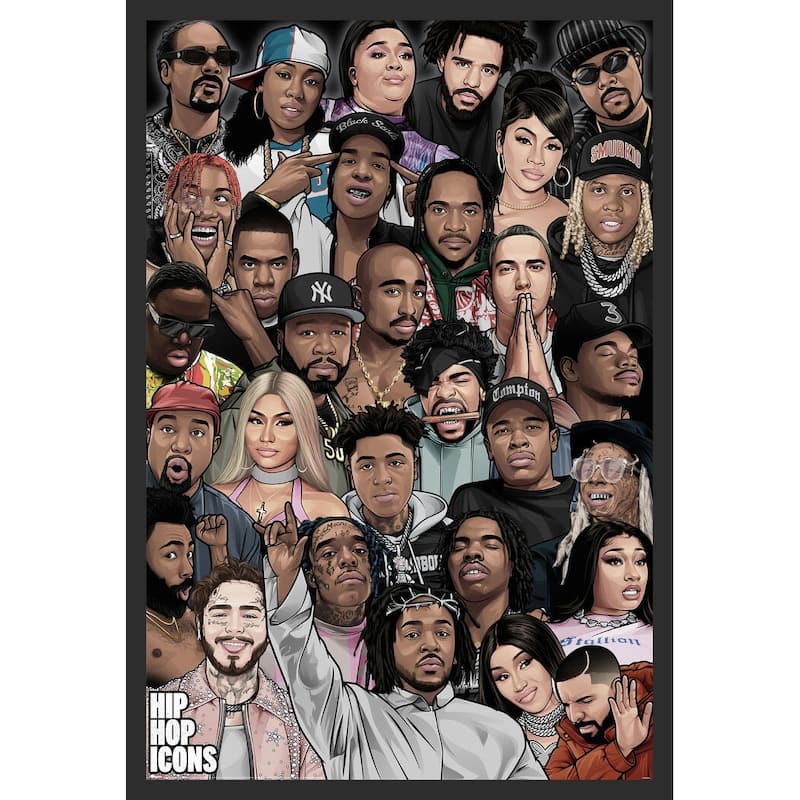 Hip Hop Icons Framed Art Poster - 24 x 36 Inch