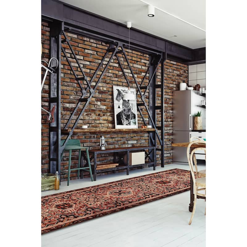 ECARPETGALLERY Hand-knotted Sarabi Dark Red Wool Rug - 3'6 x 13'11