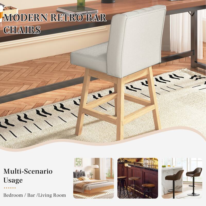 EROMMY Counter & Bar Stools Set of 2, Solid Wood Frame Upholstered Kitchen Stools