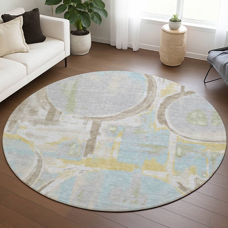 Machine Washable Indoor/ Outdoor Modern Erie Chantille Rug