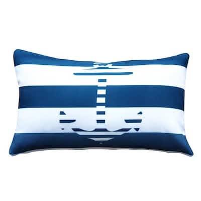 Anchor Nautical 12x19 Throw Pillow with Polyfill Insert, Blue