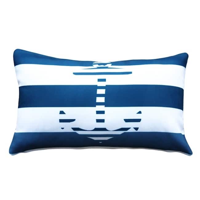 Anchor Nautical 12x19 Throw Pillow with Polyfill Insert, Blue