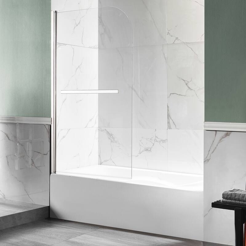 Myth 28 in. x 56 in. Frameless Tub Door with TSUNAMI GUARD