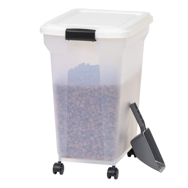 Airtight Mobile Pet Food Storage with Removable Casters and Scoop