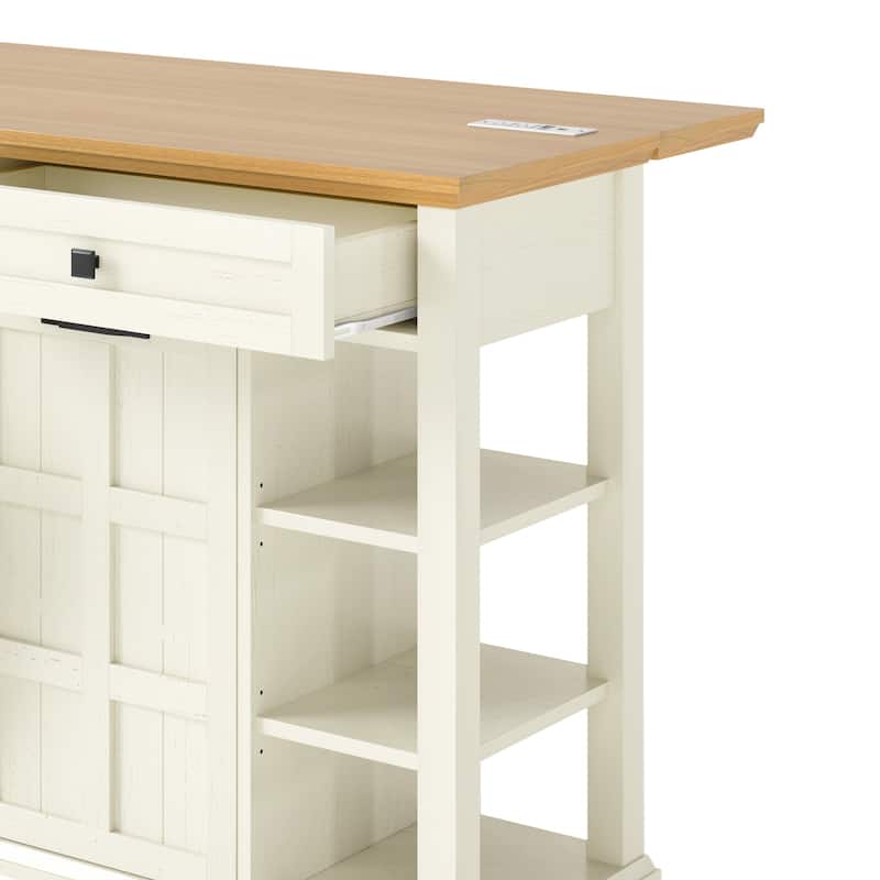 Moasis Kitchen Island with Drop Leaf and Rolling Cart on Wheels for Kitchen or Dining Room