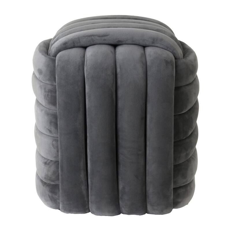 Modern Velvet Cube Knot Accent Stool with Layered Cushion Design