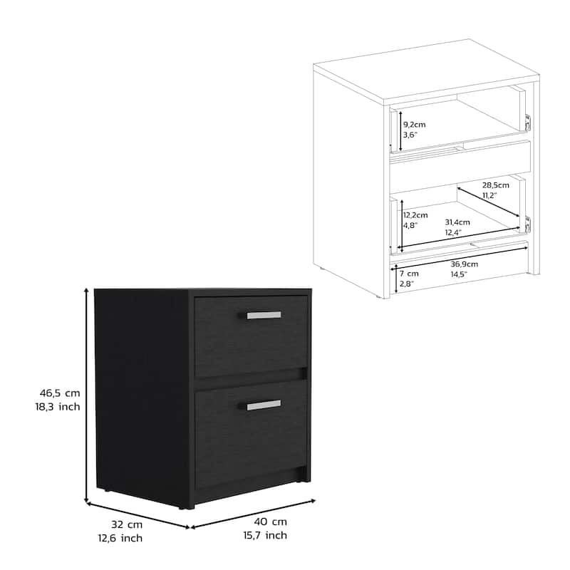 Modern 18"Nightstand 2 Drawer for Bedroom,2 Drawers with Metal Handles,for Living Room Bedroom