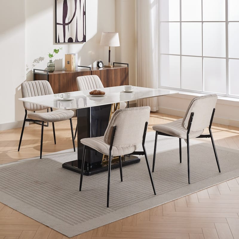 GDFStudio Modern Armless Upholstered Dining Chairs with Metal Legs