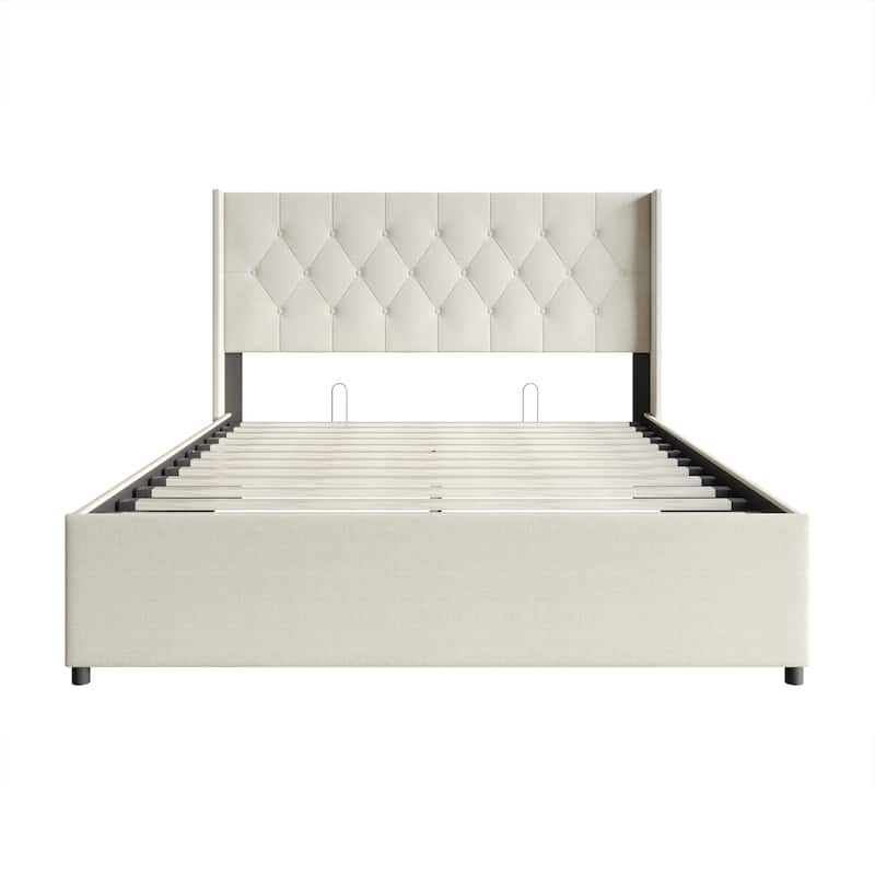 CraftPorch Elegant Wingback Platform Lift Up Storage Bed