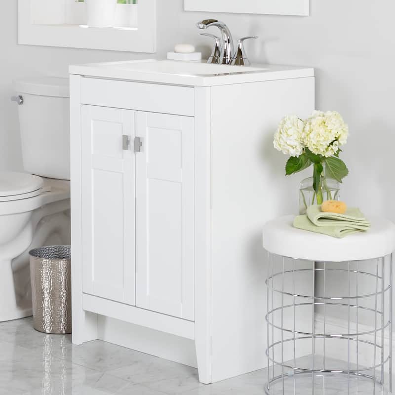 Lonsdale 24.5" 2-Door Bathroom Cabinet With White Sink Top - 24.5 in. - White