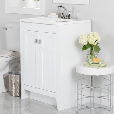 Lonsdale 24.5" 2-Door Bathroom Cabinet With White Sink Top