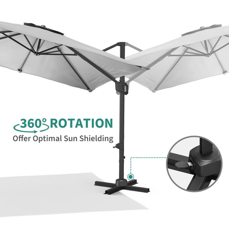 10x10Ft Offset Patio Umbrella, with Adjustable Tilt, 360° Rotating