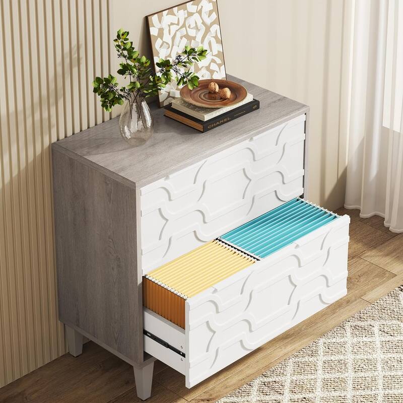 2-Drawer Lateral File Cabinet, Filing Cabinet for Home Office - White