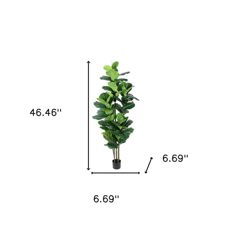 HomeRoots 73" Green Artificial Fiddle Leaf Tree in a Black Pot - 6.69 in. x 72.83 in. x 6.69 in.