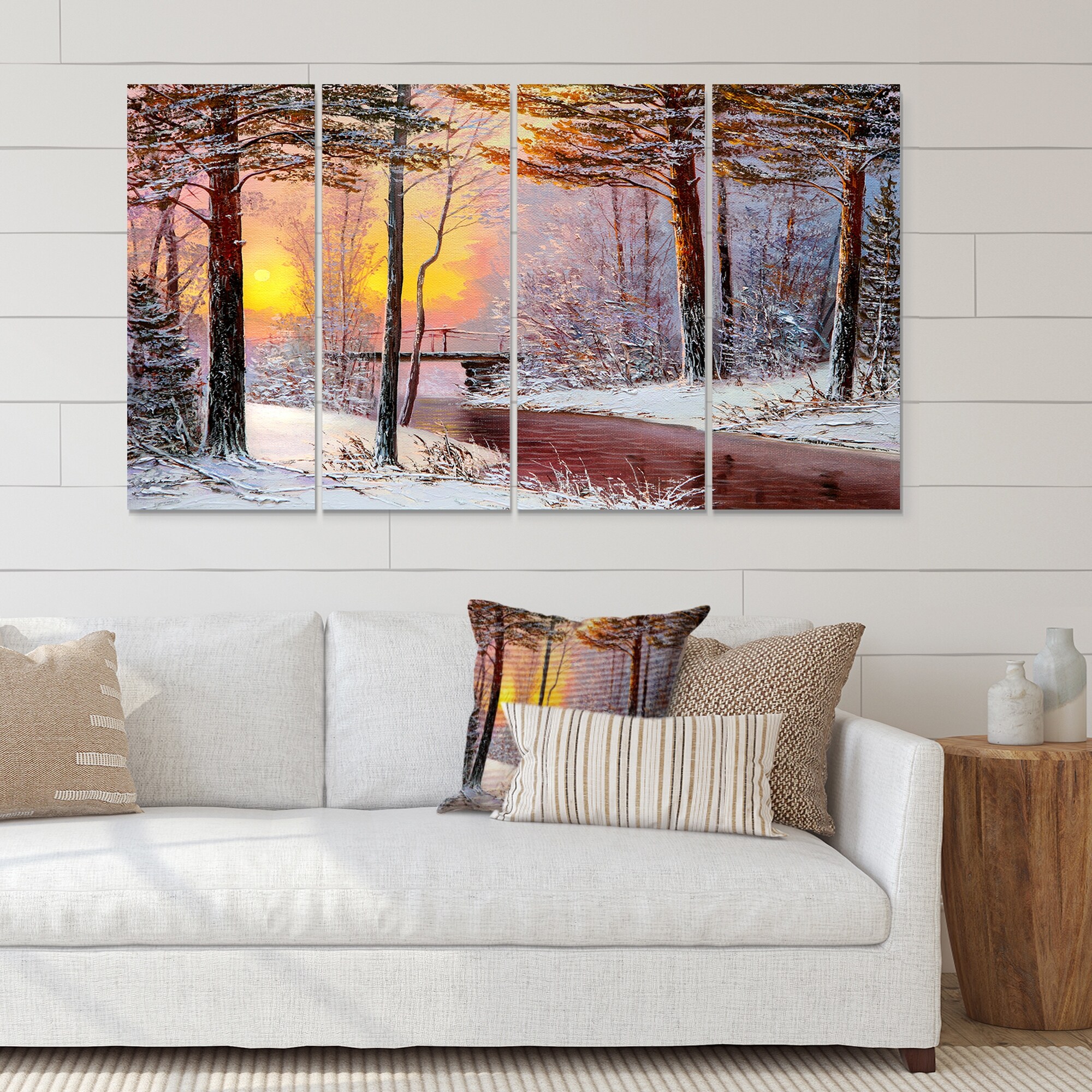 Designart Christmas Forest River and Trees IV Festive Nature Landscape Artwork-image