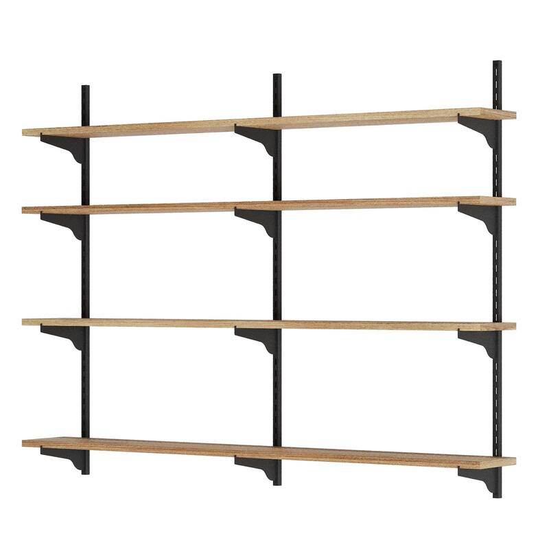 Wallniture Turin 48" Adjustable Shelves, Floating Bookshelves for Wall Decor, Real Wood Boards, Wall Mounted, 2,3 or 4 Tier