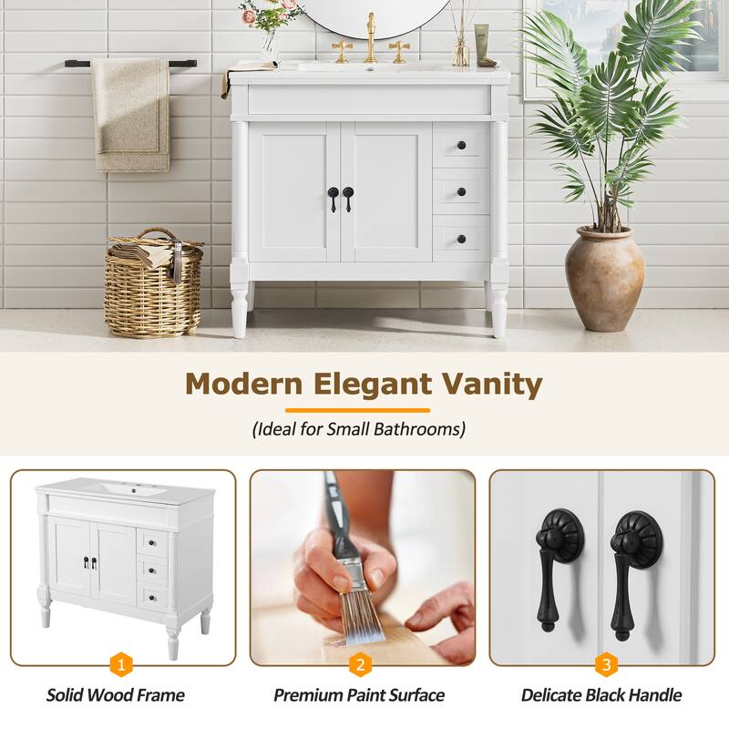 36" Bathroom Vanity with Ceramic Sink