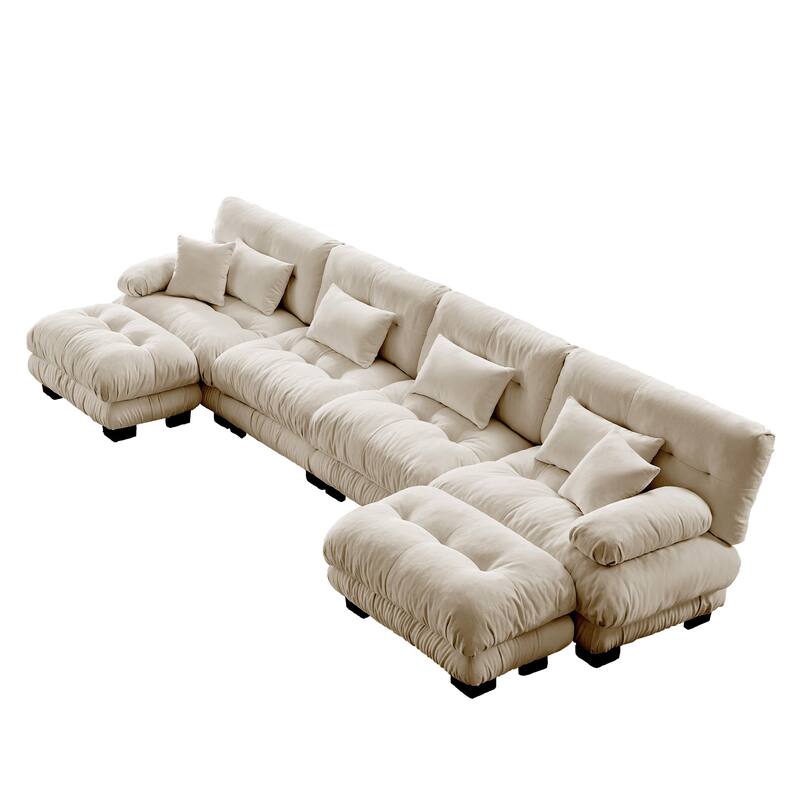 4-Seater U-Shaped Free Combination Modular Sofa with 2 Ottomans