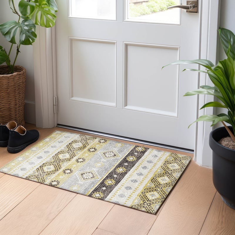 Premium Washable Super Soft Tribal Boho Mayfield Rug - Gilded - 1' 8" x 2' 6" - Rectangle