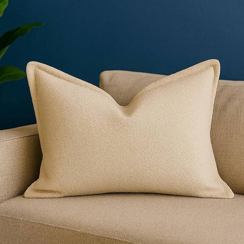 Homey COZY Soft Ivory Throw Pillow - Clean, Minimal Comfort with Tailored Edging