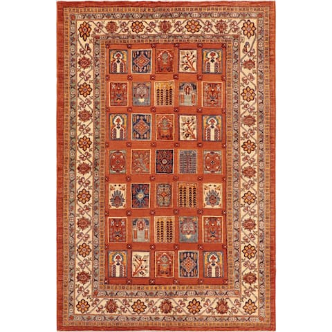 Tribal Berjusta Candie Rust/Ivory Wool Rug - 6'0'' x 7'10'' - 6 ft. 0 in. X 7 ft. 10 in.