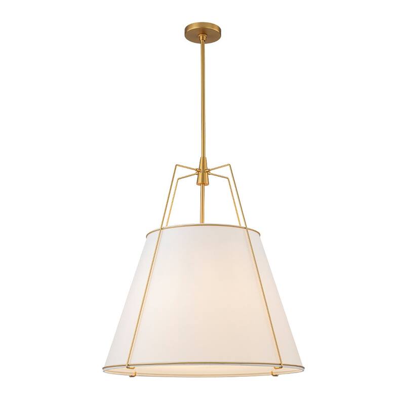 Mid Century 4-Light Conical Fabric Shade Lantern Pendant Ambient Light
