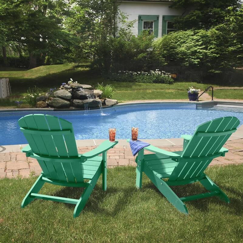 WINSOON All Weather HIPS Outdoor Plastic Adirondack Chairs Set of 2