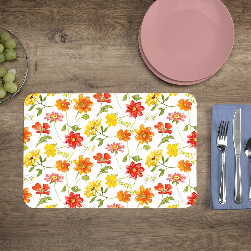 Reversible Wipe-clean Counterart Placemats Set of 4 - Farmhouse Floral