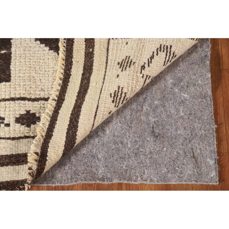 Natural Dye Beige Tribal Anatolian Runner Rug Handmade Wool Carpet - 3'6"x 11'4"