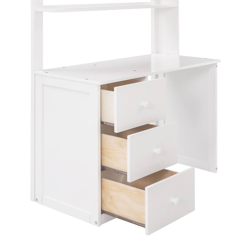 Loft Bed with Drawers,Desk,and Wardrobe