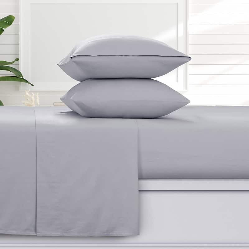 Azores Home 170-GSM Cotton Flannel Printed or Solid Extra Deep Pocket Sheet Set - Full - Light Grey