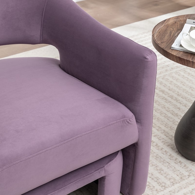 SEYNAR Modern Glam Velvet Accent Armchair Open Back with Ottoman