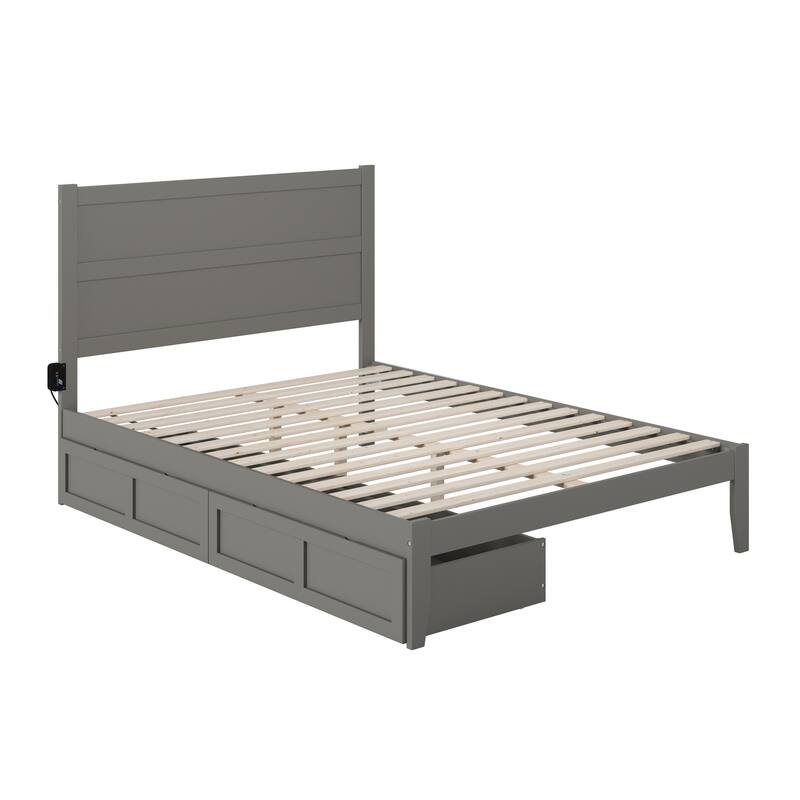 NoHo Queen Bed with 2 Drawers in Grey