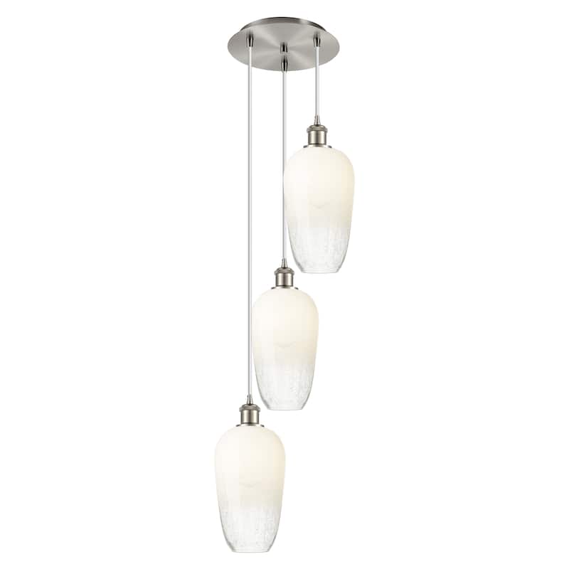 Innovations Lighting Endless Possibilities Ballston - Brookhaven Flute - 3 Light 14" Cord Hung Multi Pendant - Brushed Satin Nickel/Opal