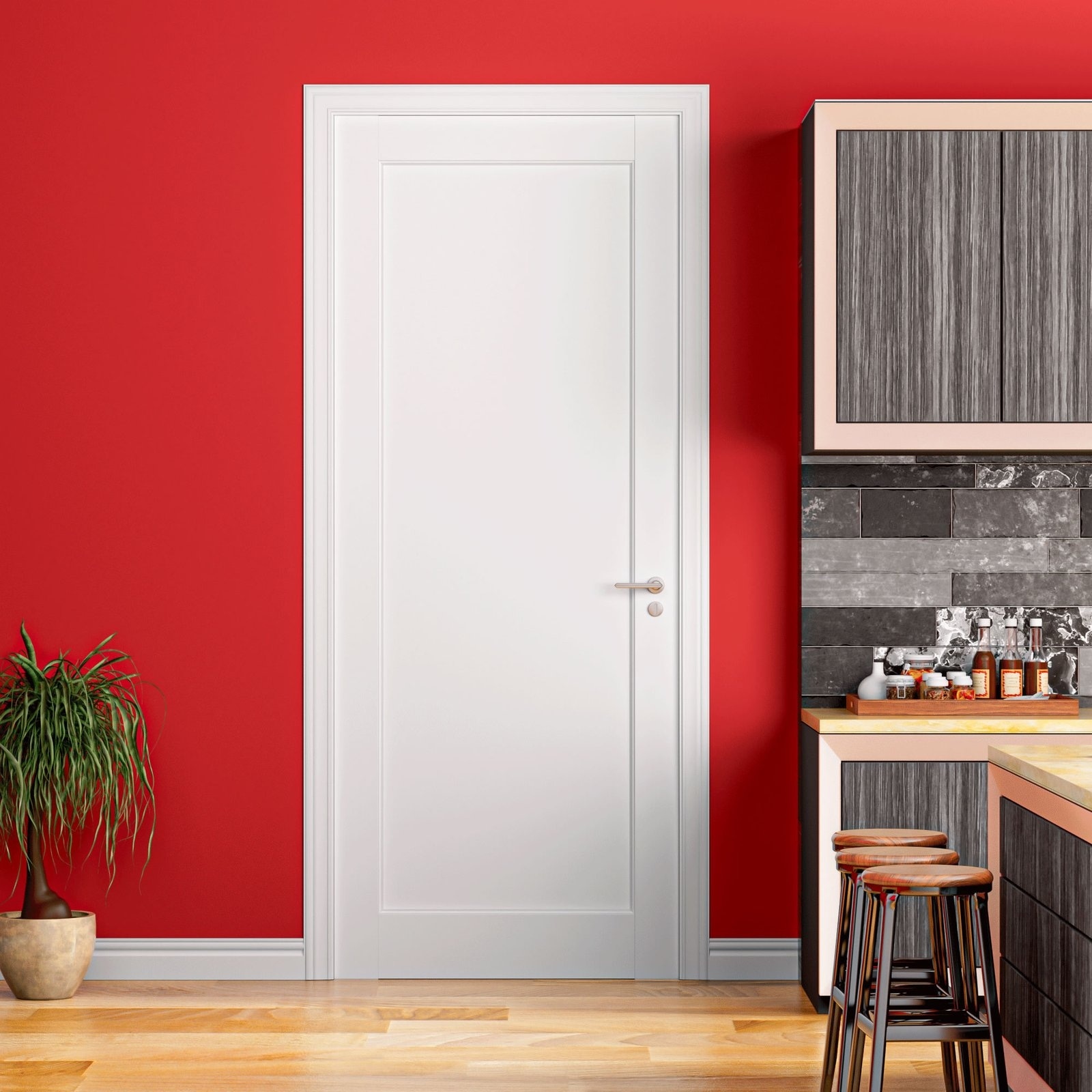 80 in. Primed 1 Panel Solid Wood Primed Interior Shaker Standard Door Slab Pre-Finished Single Panel